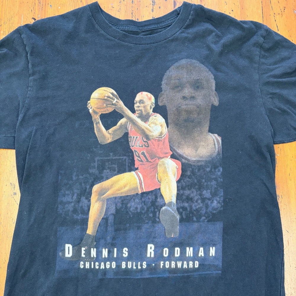 Mitchell & Ness Dennis Rodman Chicago Bulls Stats Graphic T-Shirt Black Mens M